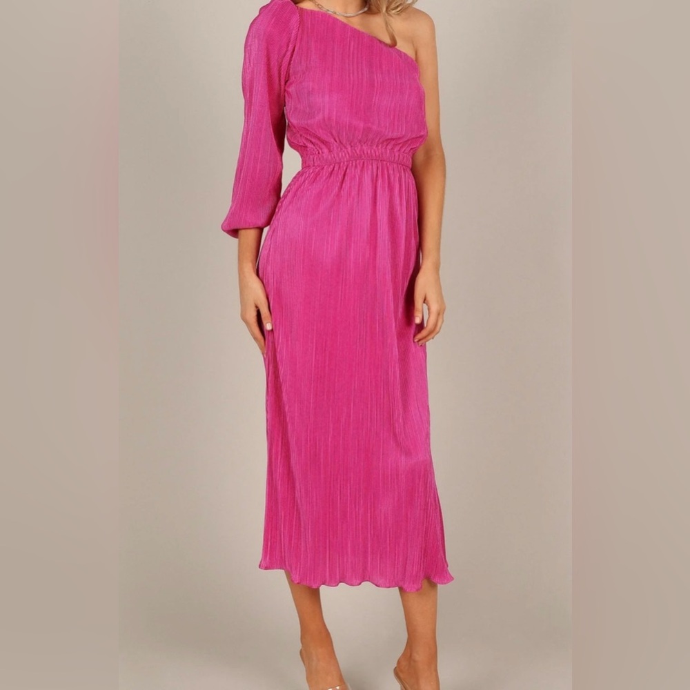 Petal & Pup Fuchsia One-Shoulder Dress